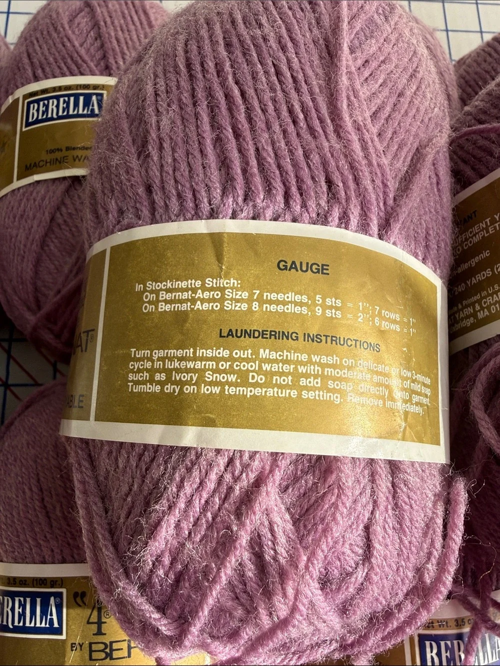 Lot of 10 Vintage Bernat Berella Worsted Yarn Marsh Heather #8952 100% Acrylic